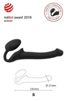 Черный безремневой страпон Silicone Bendable Strap-On - size S - фото 1307347