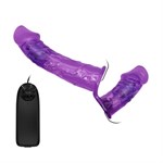Женский фиолетовый страпон с вагинальной вибропробкой Ultra - 17,5 см. - фото 1419659