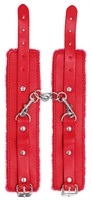 Красные наручники Plush Leather Hand Cuffs - фото 166880