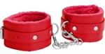 Красные наручники Plush Leather Hand Cuffs - фото 1427269