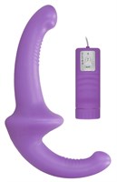 Фиолетовый безремневой вибрострапон с пультом управления Vibrating Silicone Strapless Strapon - фото 167212