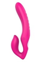 Ярко-розовый безремневой страпон Remote Double Dipper - 22 см. 167520