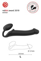 Черный безремневой страпон Silicone Bendable Strap-On L - фото 168001