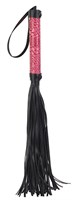 Черная мини-плеть WHIP с розовой ручкой - 39 см. - фото 174507