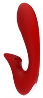 Красный вибромассажер с клиторальной стимуляцией IRIS - 20 см. - фото 269161