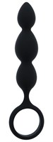 Черная анальная пробка-елочка SILICONE ANAL BEAD - 16,5 см. - фото 174570