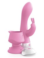 Розовый вибратор-кролик со съемной присоской Wall Banger Rabbit - 19,9 см. - фото 165615
