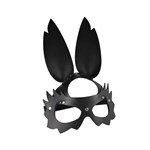 Черная кожаная маска  Зайка  с длинными ушками - фото 171666