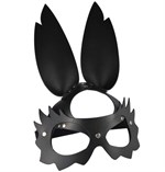 Черная кожаная маска  Зайка  с длинными ушками - фото 265512