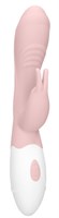 Розовый вибратор Juicy Rabbit со стимулятором клитора - 19,5 см. - фото 168827
