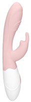 Розовый вибратор Juicy Rabbit со стимулятором клитора - 19,5 см. - фото 168826