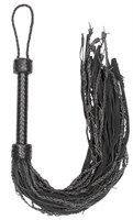 Черная многохвостая плетеная плеть Leather Suede Barbed Wired Flogger - 76 см. - фото 168973
