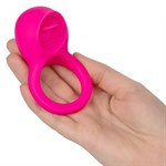 Ярко-розовое эрекционное кольцо Silicone Rechargeable Teasing Tongue Enhancer - фото 171450