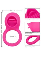 Ярко-розовое эрекционное кольцо Silicone Rechargeable Teasing Tongue Enhancer - фото 171451
