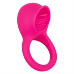 Ярко-розовое эрекционное кольцо Silicone Rechargeable Teasing Tongue Enhancer - фото 265255