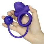 Фиолетовое эрекционное кольцо с утяжелителем Silicone Rechargeable Dual Rockin Rim Enhancer - фото 1408918