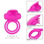 Ярко-розовое эрекционное кольцо Silicone Rechargeable Dual Clit Flicker - фото 1408923