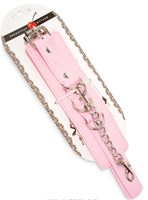 Розовые наручники с регулировкой на цепочке - фото 1365853