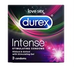 Рельефные презервативы со стимулирующей смазкой Durex Intense Orgasmic - 3 шт. - фото 171681
