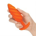 Оранжевый спиральный анальный виброплаг Swirl - 13,5 см. - фото 1366159