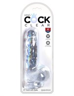 Прозрачный фаллоимитатор King Cock Clear 6  Cock with Balls - 17,8 см. - фото 174394