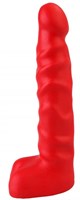 Красный анальный стимулятор с мошонкой - 14 см. - фото 263109