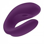 Фиолетовый вибратор для пар Double Joy с управлением через приложение - фото 1409443