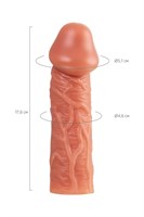 Телесная насадка на фаллос с отверстием для мошонки Cock Sleeve 001 Size L - 17,6 см. - фото 1308102