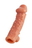 Телесная насадка на фаллос с отверстием для мошонки Cock Sleeve 002 Size M - 15,6 см. - фото 1366307