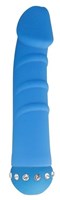 Голубой вибратор SPARKLE SUCCUBI VIBRATING DONG - 14,5 см. - фото 175230