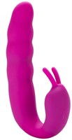 Розовый вибратор Ribbed Dual Stimulator with Rolling Ball - 17 см. 180306 - фото 124820