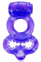 Фиолетовое эрекционное виброкольцо с шипами - фото 472126