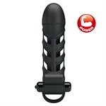 Черная насадка на пенис с вибропулей Penis Sleeve II - 18,8 см. - фото 175064