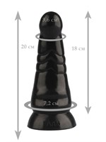 Черная анальная втулка с круглой головкой - 20 см.  - фото 174896