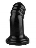 Черная реалистичная анальная втулка с широким основанием - 18,5 см. - фото 174920