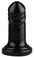 Черная реалистичная анальная втулка с широким основанием - 18,5 см. - фото 174918