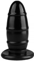 Черная овальная анальная втулка с ребрышками - 16,5 см. - фото 175304