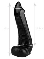 Черная рельефная реалистичная анальная втулка - 22 см.  - фото 174950