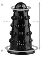Черная анальная втулка с шипиками - 15,5 см. - фото 175357