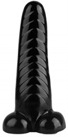 Черная изогнутая рельефная анальная втулка - 23,5 см. - фото 175363