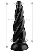 Черная коническая спиральная анальная втулка - 22,5 см. - фото 175400