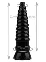 Черная рельефная коническая анальная втулка - 22,5 см. - фото 175432