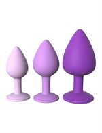 Набор из 3 фиолетовых анальных пробок со стразами Little Gems Trainer Set - фото 175084