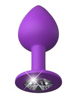Фиолетовая анальная пробка со стразом Her Little Gem Medium Plug - 8,3 см. - фото 472141
