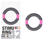 Серо-розовое эрекционное кольцо на пенис Neon Stimu - фото 175719