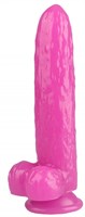 Розовый фаллоимитатор-огурец на присоске - 25 см. - фото 175798