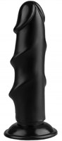 Черный реалистичный рельефный фаллоимитатор - 21,5 см. - фото 176762