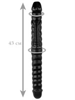 Черный двухсторонний спиралевидный фаллоимитатор - 43 см. - фото 176355