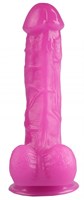Розовый реалистичный фаллоимитатор на присоске - 24 см. - фото 281948