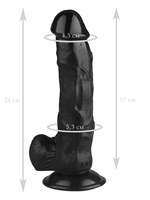 Черный реалистичный фаллоимитатор на присоске - 24 см. - фото 176806